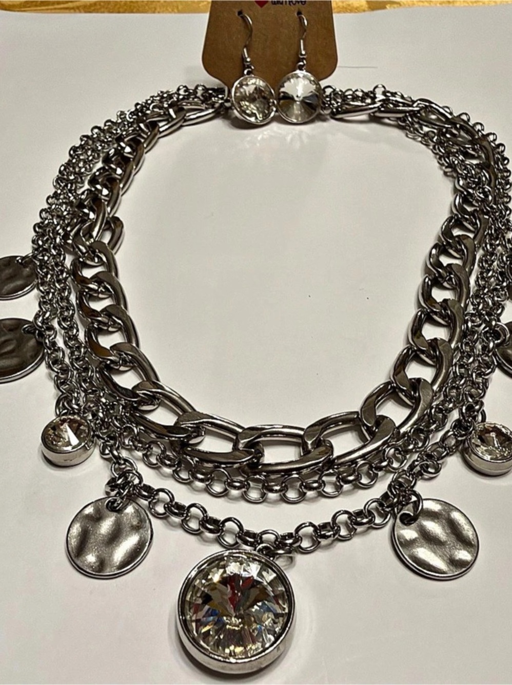 Layered Statement Necklace Set in Silver Like New